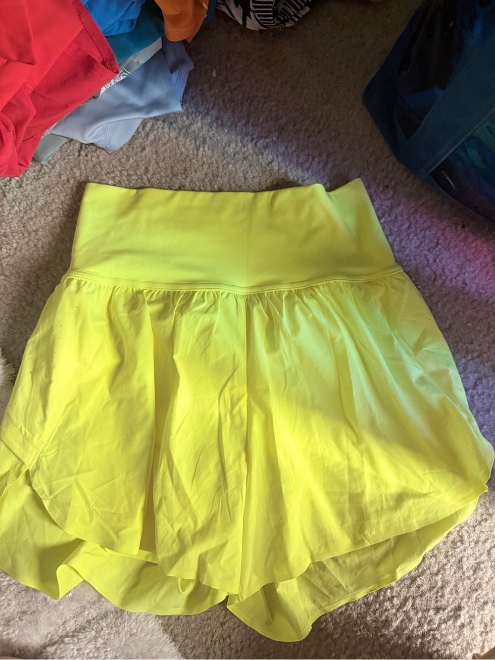 Women’s Neon Yellow Athletic Skort Shorts - High Waist